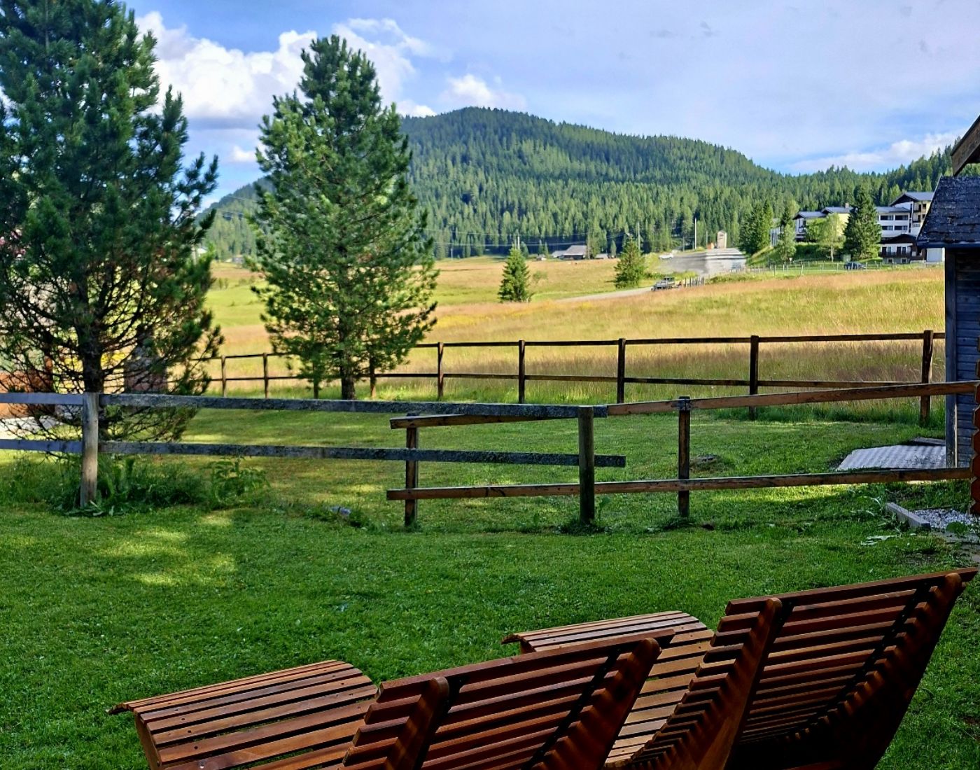 Almhütte Mirnig | Urlaub auf der Alm in Kärnten | Almhütte in Flattnitz mieten | Großer Garten mit Spielplatz und Gartenhütte und Sauna | Draussen Galerie 4